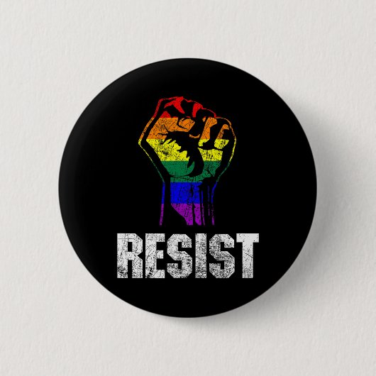 LGBTゲイプライド国旗の抵抗 缶バッジ (正面)