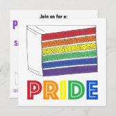 LGBTゲイプライド月お祝いレインボーケーキ 招待状 (正面/裏面)