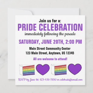 LGBTゲイプライド月お祝いレインボーケーキ 招待状