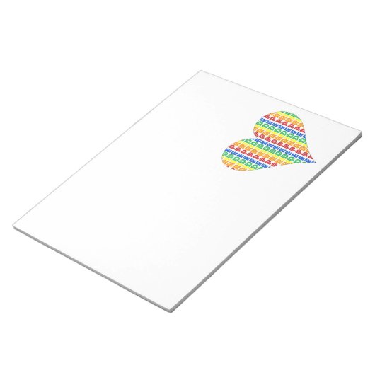 LGBTゲイプライド月お祝いレインボーハート ノートパッド (アングル)