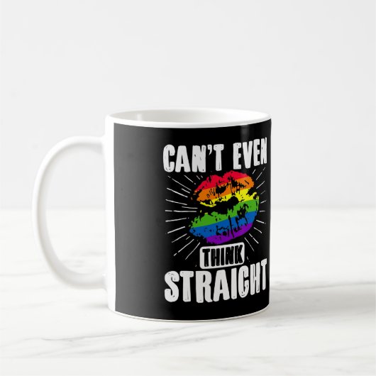 LGBTゲイプライド月は真っ考え直ぐ コーヒーマグカップ (左)