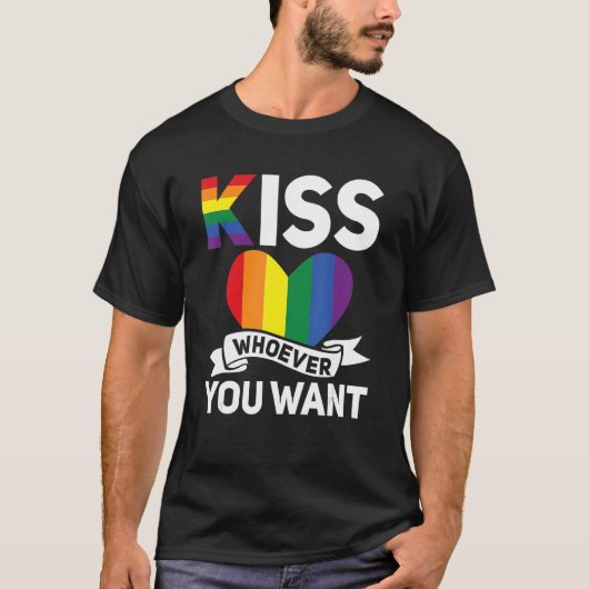LGBTゲイプライド月キスWho The F You Want Tシャツ (正面)