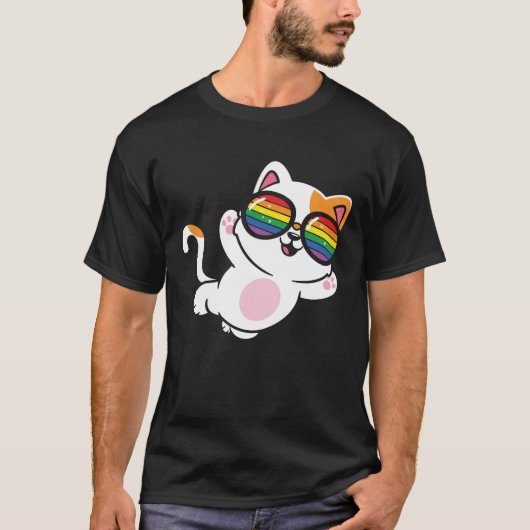 LGBTゲイプライド猫好き1 Tシャツ (正面)