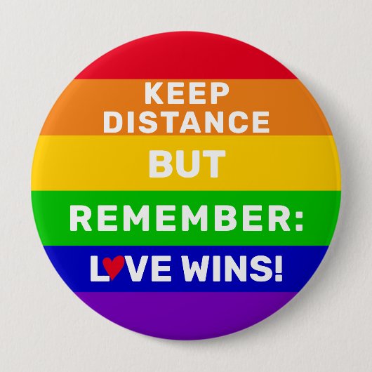 LGBTゲイプライド2020レインボーフラッグLove Wins引用文 缶バッジ (正面)