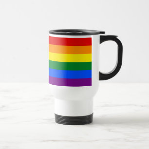 LGBTゲイプライド6ストライプ年レインボー国旗 トラベルマグ