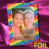 LGBTゲイレインボーフラッグカスタムクロスクリスマス 箔シーズンカード