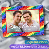 LGBTゲイレインボーフラッグメリークリスマスカスタム写真 シーズンカード