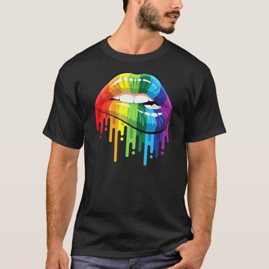 LgbtゲイレズビアンCsdプライドリップマウス Tシャツ (正面)