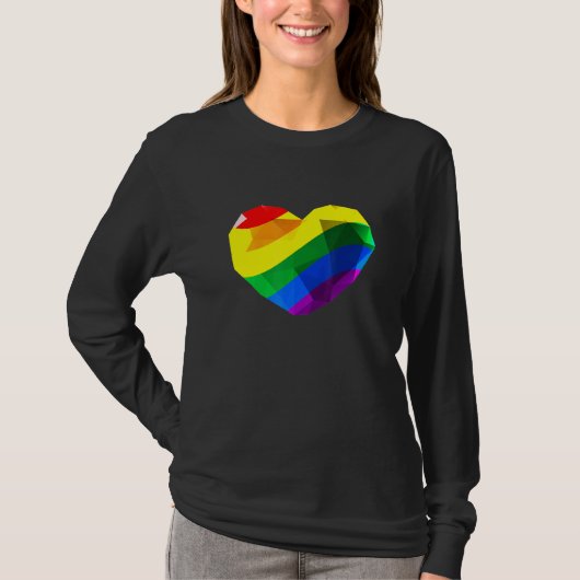 LgbtゲイレズビアンCsdプライド3Dハート Tシャツ (正面)