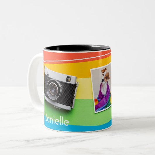 LGBTゲイレズモダンア名パーソナライズされた写真 ツートーンマグカップ (正面左)