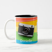 LGBTゲイレズモダンア名パーソナライズされた写真 ツートーンマグカップ (左)