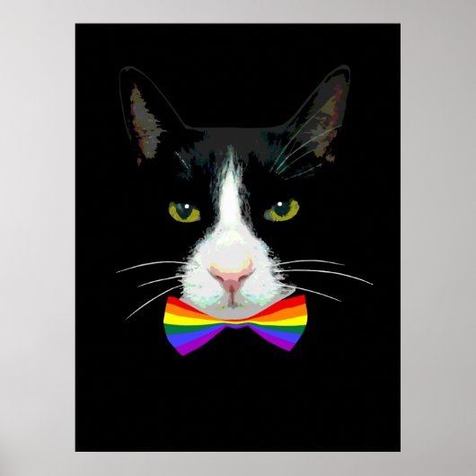 LGBTゲイ猫とレインボーネクタイ ポスター (正面)
