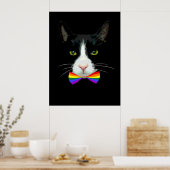 LGBTゲイ猫とレインボーネクタイ ポスター (キッチン)