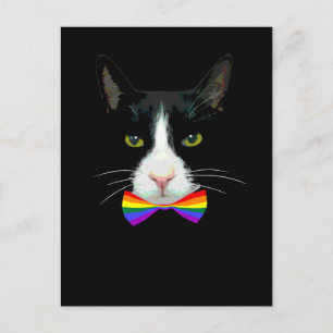 LGBTゲイ猫とレインボーネクタイ ポストカード