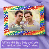 LGBTゲイ虹のフラッグのスターカスタム写真クリスマス 箔シーズンカード