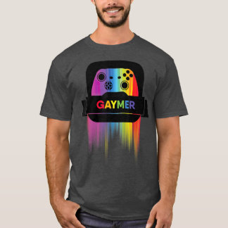 LGBTゲーマーゲーマーTゲイプライドレインボーゲームパッド Tシャツ