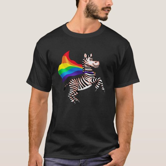 LGBTコミュニティプライドゼブラレインボーフラグTシャツ Tシャツ (正面)