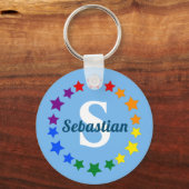 LGBTコンテンポラリーゲイプライドスターズモノグラム&名前 キーホルダー (正面)
