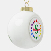 LGBTコンテンポラリーゲイプライドスターズモノグラム&名前 セラミックボールオーナメント (左)