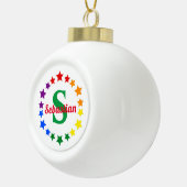 LGBTコンテンポラリーゲイプライドスターズモノグラム&名前 セラミックボールオーナメント (右)