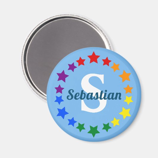 LGBTコンテンポラリーゲイプライドスターズモノグラム&名前 マグネット (正面/裏面)