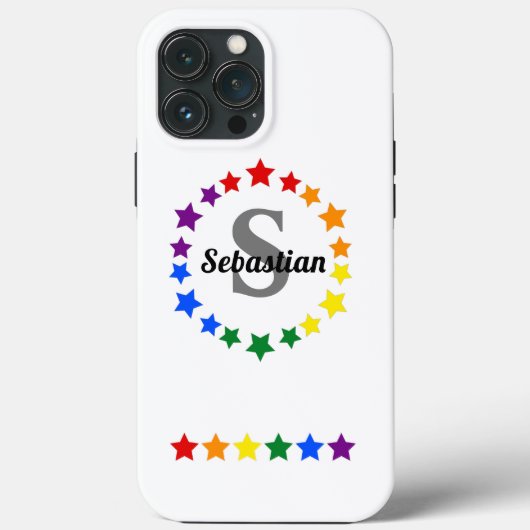 LGBTコンテンポラリーゲイプライドスターズモノグラム&名前 Case-Mate iPhoneケース (裏面)