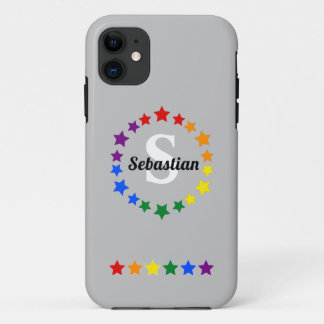 LGBTコンテンポラリーゲイプライドスターズモノグラム&名前 iPhone 11 ケース