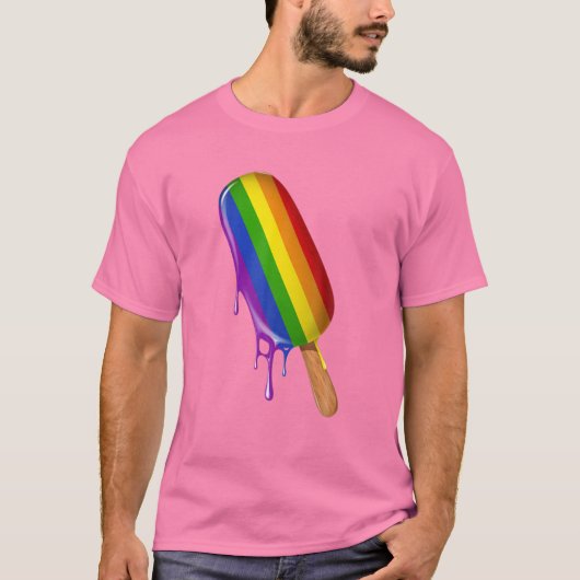 LGBTサポートアイスクリームレインボーフラッグゲイレズビアンP Tシャツ (正面)