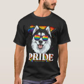LgbtシベリアのハスキーゲイプライドLgbtqレインボー国旗S Tシャツ (正面)