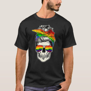 LGBTスカル・メッシー・バン・レインボーLGBTQゲイプライドLGBT Tシャツ