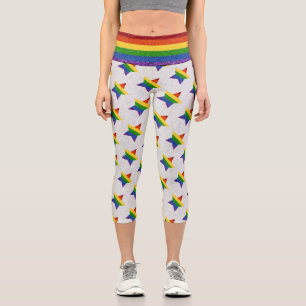 LGBTスタープライドフラググリッター カプリレギンス