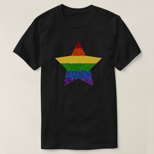 LGBTスタープライド旗グリッター Tシャツ (デザイン正面)