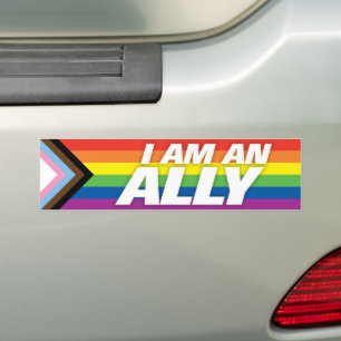 LGBTストレート同盟国インクルーシブ進歩プライド国旗 バンパーステッカー