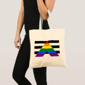 LGBTストレート同盟国フラッグバジェットトート トートバッグ (正面(商品))