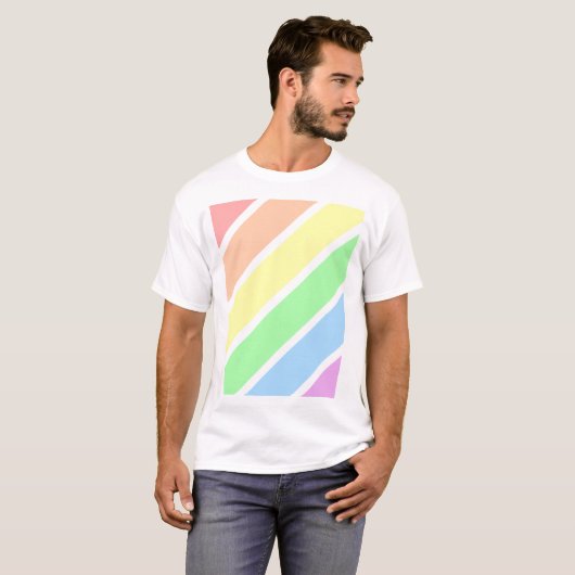 LGBTソフトパステルゲイプライドレインボーカラー Tシャツ (正面フル)