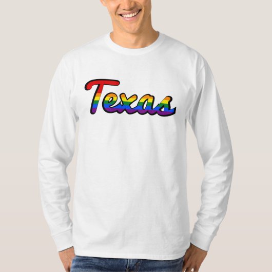 LGBTテキサス州レインボー文字Tシャツ Tシャツ (正面)