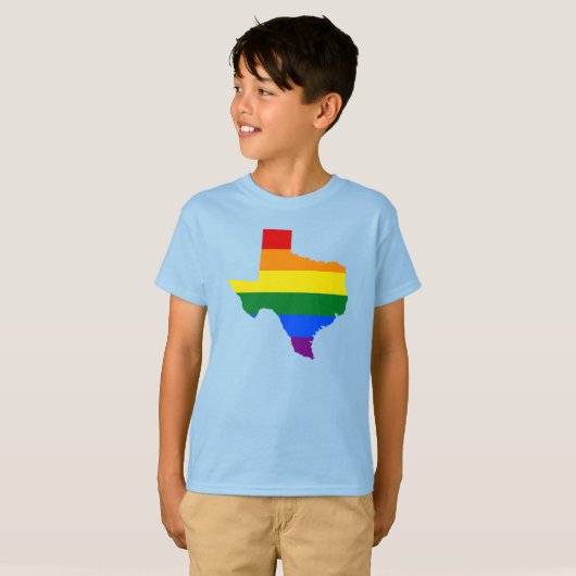 LGBTテキサス州、米国の国旗の地図Tシャツ Tシャツ (正面フル)