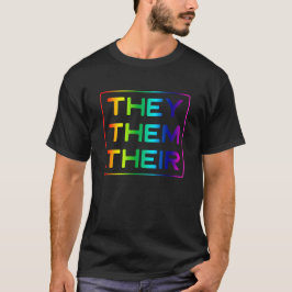 LGBTトランスジェンダー彼らは彼らの代名詞の虹 Tシャツ
