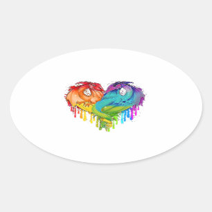LGBTドラゴンハートレインボーハートドラゴンLGBTプライド 楕円形シール