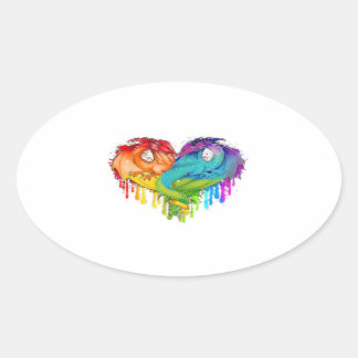LGBTドラゴンハートレインボーハートドラゴンLGBTプライド 楕円形シール
