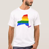LGBTニューヨーク州旗の地図Tシャツ Tシャツ (正面)
