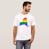 LGBTニューヨーク州旗の地図Tシャツ Tシャツ (正面フル)