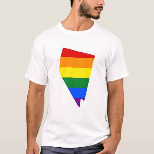 LGBTネバダ、米国の州旗の地図Tシャツ Tシャツ (正面)