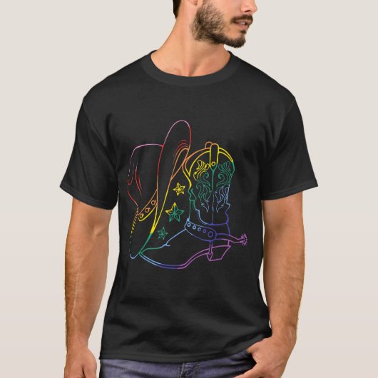 Lgbtハットブーツ女性のカーボーイカウボーイウェスタン Tシャツ (正面)