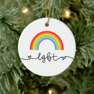 LGBTハートとレインボウズ セラミックオーナメント