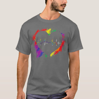 LGBTハートビートEKGゲイレズビアンTシャツ Tシャツ