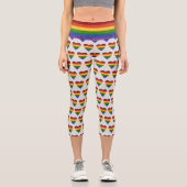 LGBTハートプライドフラググリッター カプリレギンス (正面)