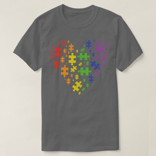 LGBTパズルハート衣装の自閉症意識ゲイPri Tシャツ (デザイン正面)