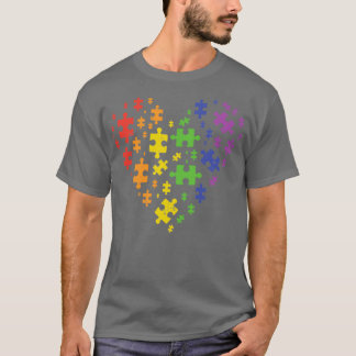 LGBTパズルハート衣装の自閉症意識ゲイPri Tシャツ