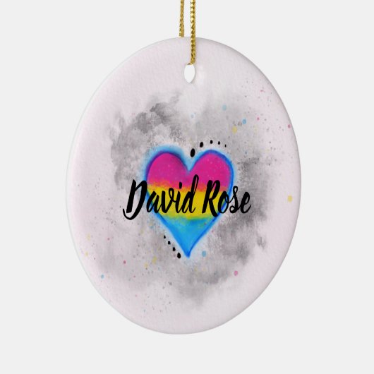 LGBTパンセクシャルバイセクシャルプライド国旗のクリスマス セラミックオーナメント (右)